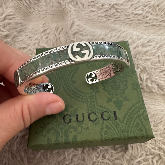 Gucci Jewelry - Gucci‎ Silver Cuff with Iconic Emblem Bracelet